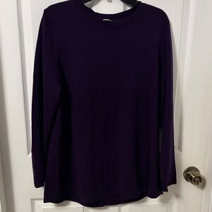 J. Jill Long Sleeve Cotton blend Crewneck Sweater in Deep Plum